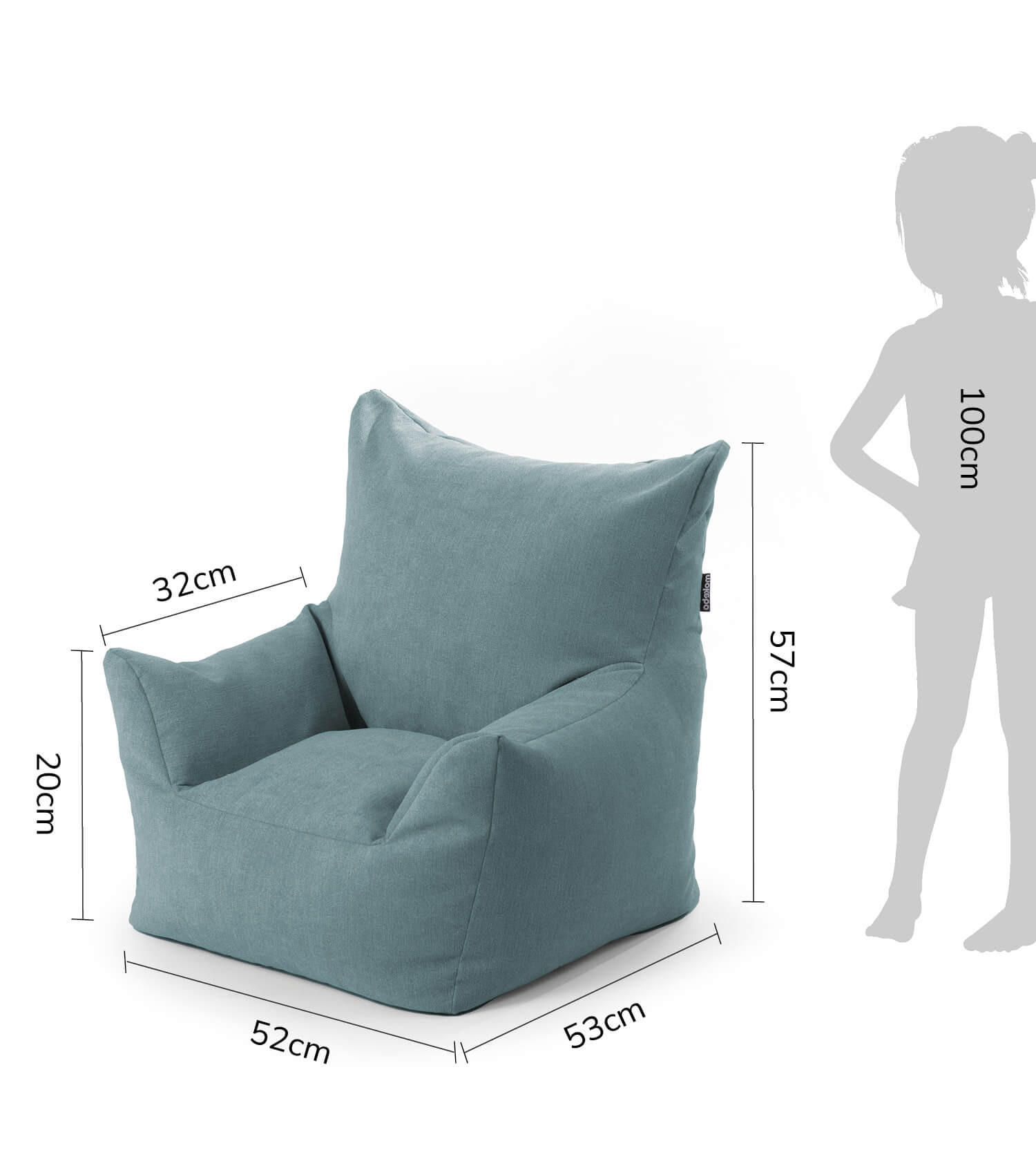 Thumbnail - Mokebo Kindersessel, Blau, Textil, 52x57x53 cm, Oeko-Tex®, Wohnzimmer, Hocker, Sitzsäcke, Kindersitzsäcke
