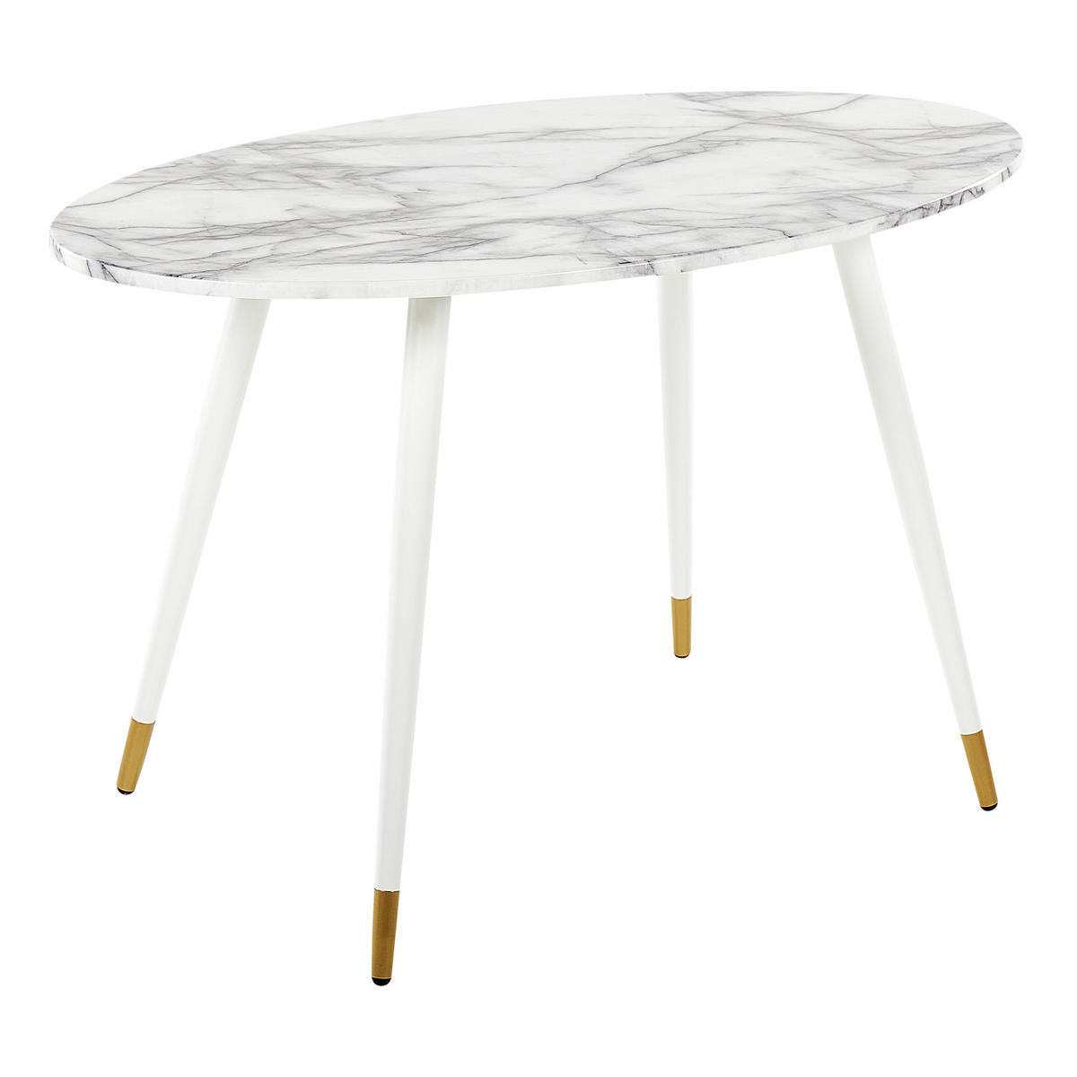 ESSTISCH 120/70/75 cm Marmor Oval Gutiere - Weiß, Holzwerkstoff (120/70/75cm) - Beliani