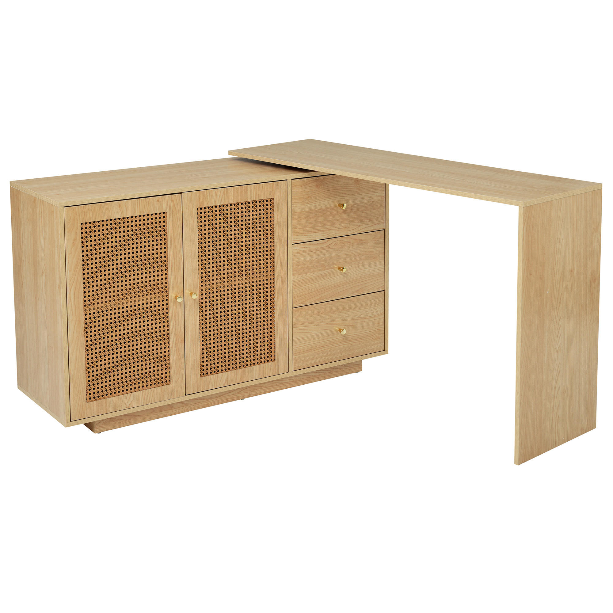 SIDEBOARD mit Türen & Schubladen in Eichenoptik - Eichefarben, Holzwerkstoff (126/75/40cm) - Urban Meuble