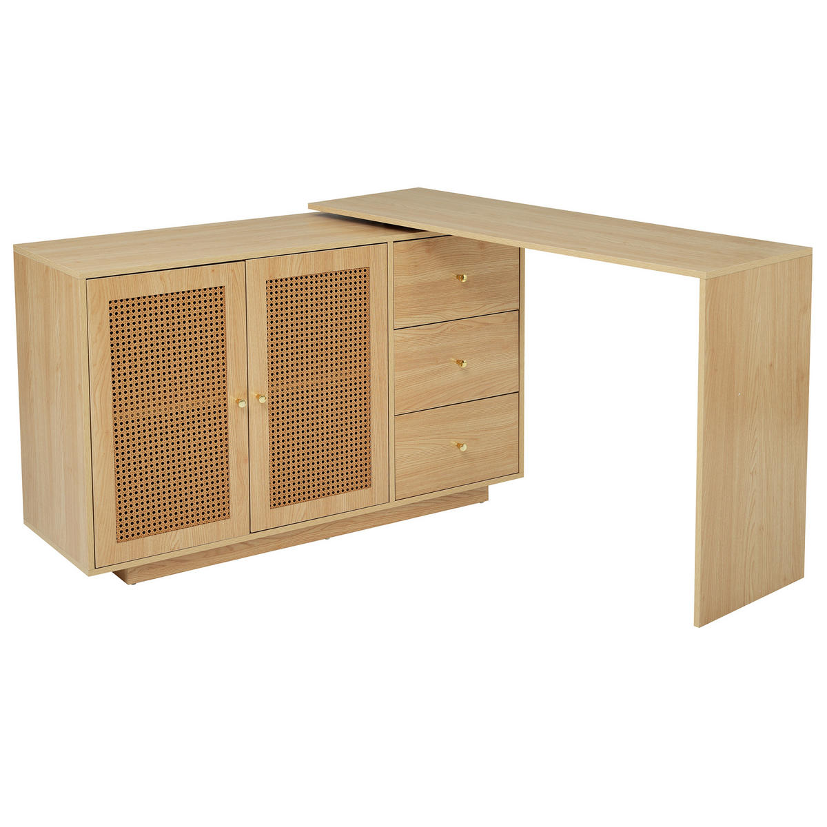 SIDEBOARD mit Türen & Schubladen in Eichenoptik - Eichefarben, Holzwerkstoff (126/75/40cm) - Urban Meuble