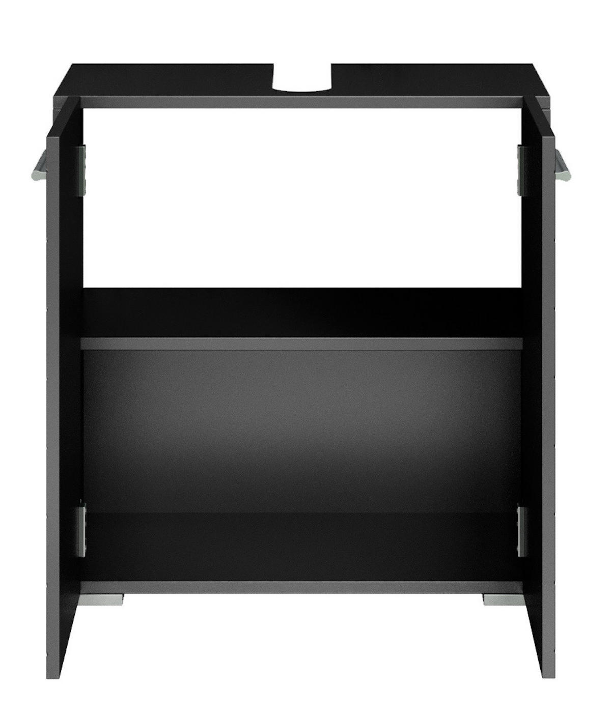 WASCHBECKENUNTERSCHRANK Jupiter 2 Türen Schwarz Fischgrät - 60 x 30 x 60 cm - Schwarz, Holz (60/60/30cm) - Badplaats