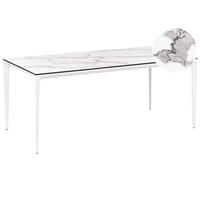 GARTENTISCH 180/90 cm Marmor Optik Weißer Marmor Sovareto - Weiß, Kunststoff (180/90/75cm) - Beliani