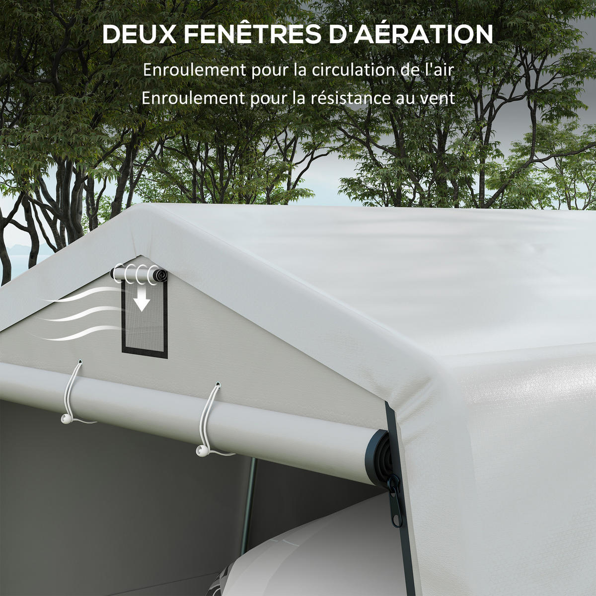 CARPORT DE-12604 620/330/240 cm 150 g/m² wasserdicht mit Rolltür Grau - Hellgrau, Kunststoff (330/240/618cm) - ComfortXL