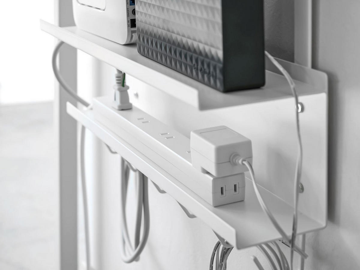 KABEL-ORGANIZER Smart weiß 40/43/11 cm für den Schreibtisch - Weiß, Metall (11/40/43cm) - Yamazaki