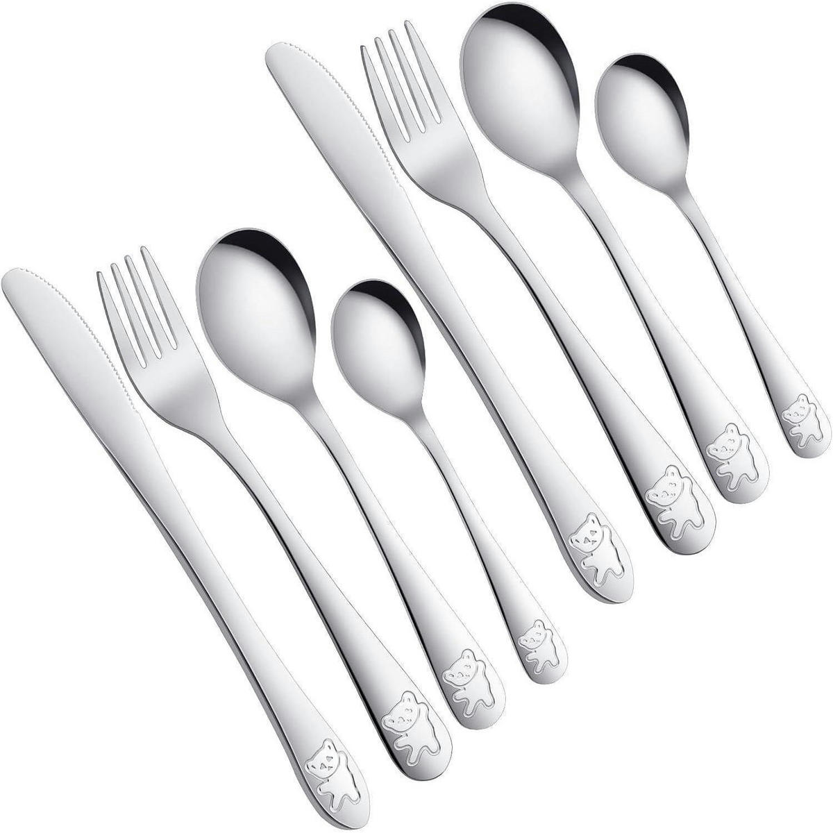 KINDERBESTECK 8-teiliges Set Edelstahl Bärenmotiv - Silberfarben, Metall