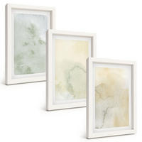BILDER SET 3er Set - 20x30 cm Weißer Rahmen - Pastellfarbene Aquarelltexturen - Weiß, Kunststoff (20/30cm) - TULUP