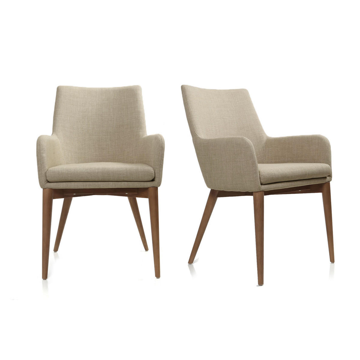 SESSEL 2er-Set Polyester Beige SHANA - Beige, Textil (61/86/55cm) - Miliboo