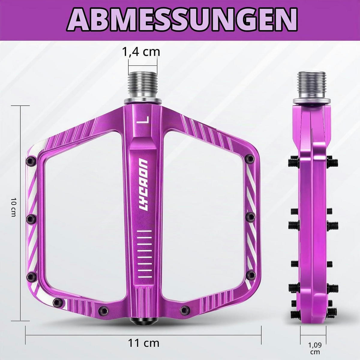 FAHRRADPEDALE Aluminiumlegierung Violett - Violett, Metall (1.1/1.5/11cm)