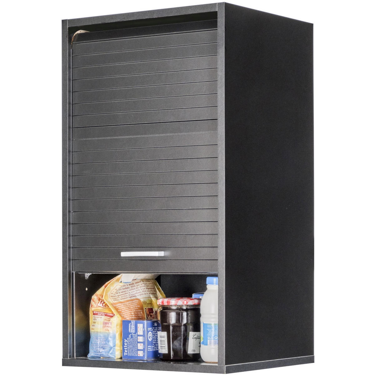 KÜCHENOBERSCHRANK mit Rolladentür 35/40/72cm - Schwarz, Holzwerkstoff (40/72/35cm) - Simmob