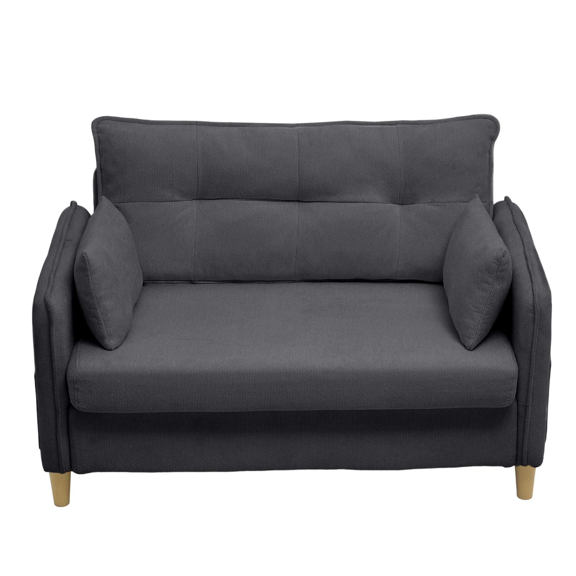 SCHLAFSOFA 127/75.5/83 cm Dunkelgrau mit Armlehnen und Seitentaschen - Dunkelgrau, Textil (75.5/83/127cm) - Oxeza