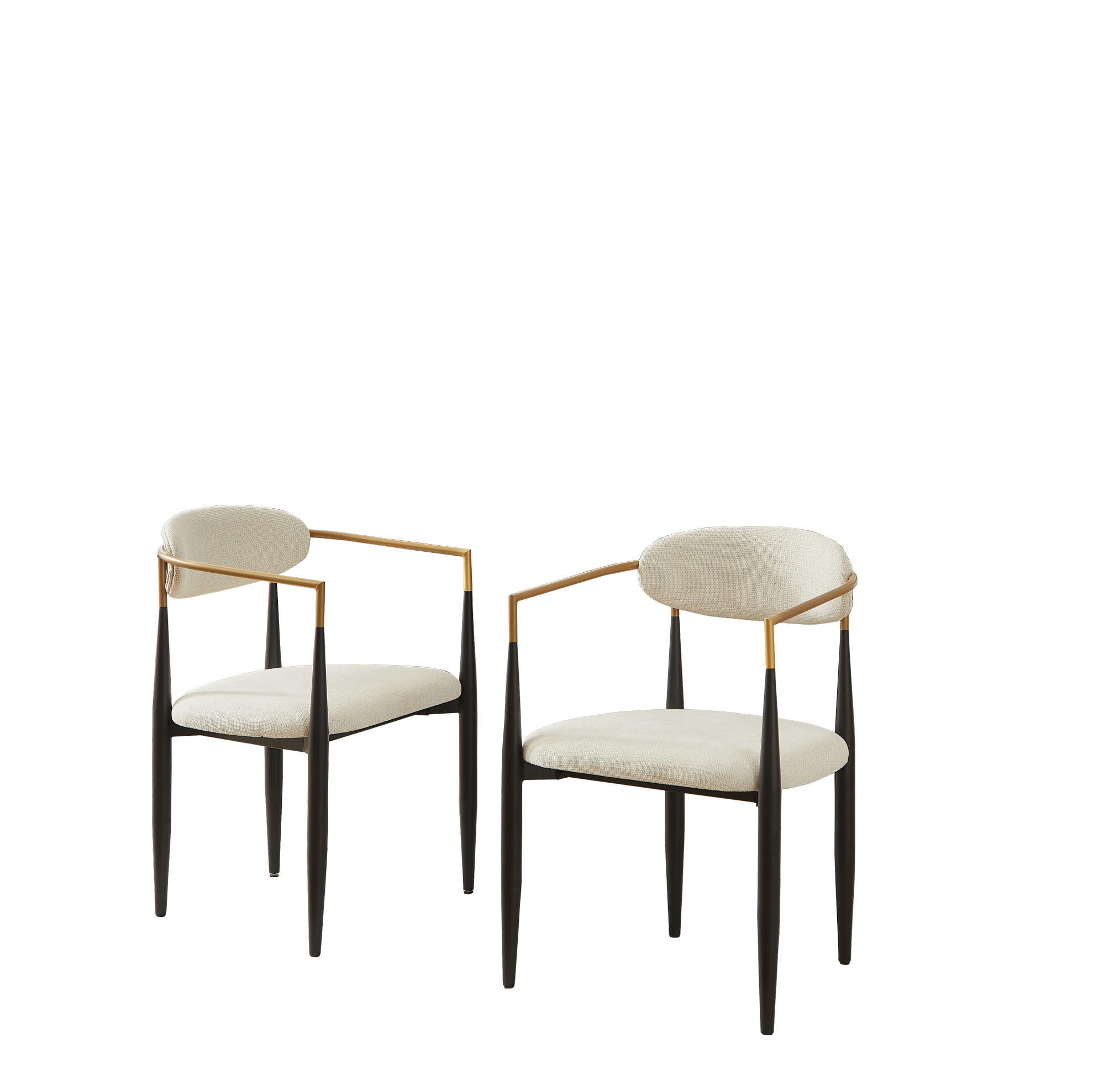 ARMLEHNENSTUHL 2er-Set Beige aus Stoff mit Metallgestell - Beige, Textil (45/23/63cm) - OKMYHOME