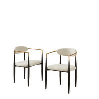 ARMLEHNENSTUHL 2er-Set Beige aus Stoff mit Metallgestell - Beige, Textil (45/23/63cm) - OKMYHOME