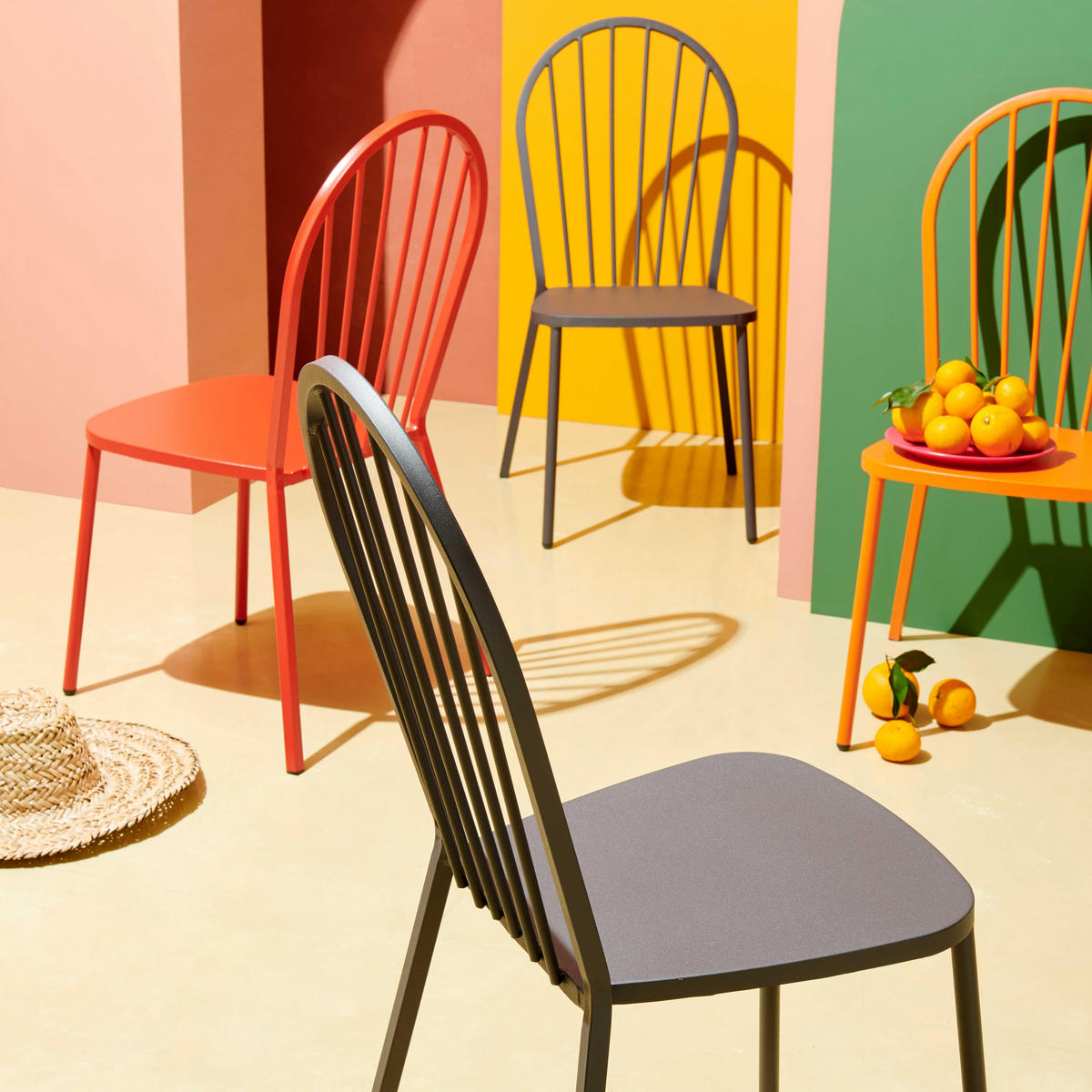 GARTENSTUHL, Grau - Grau, Metall (57/94/53cm) - Oviala