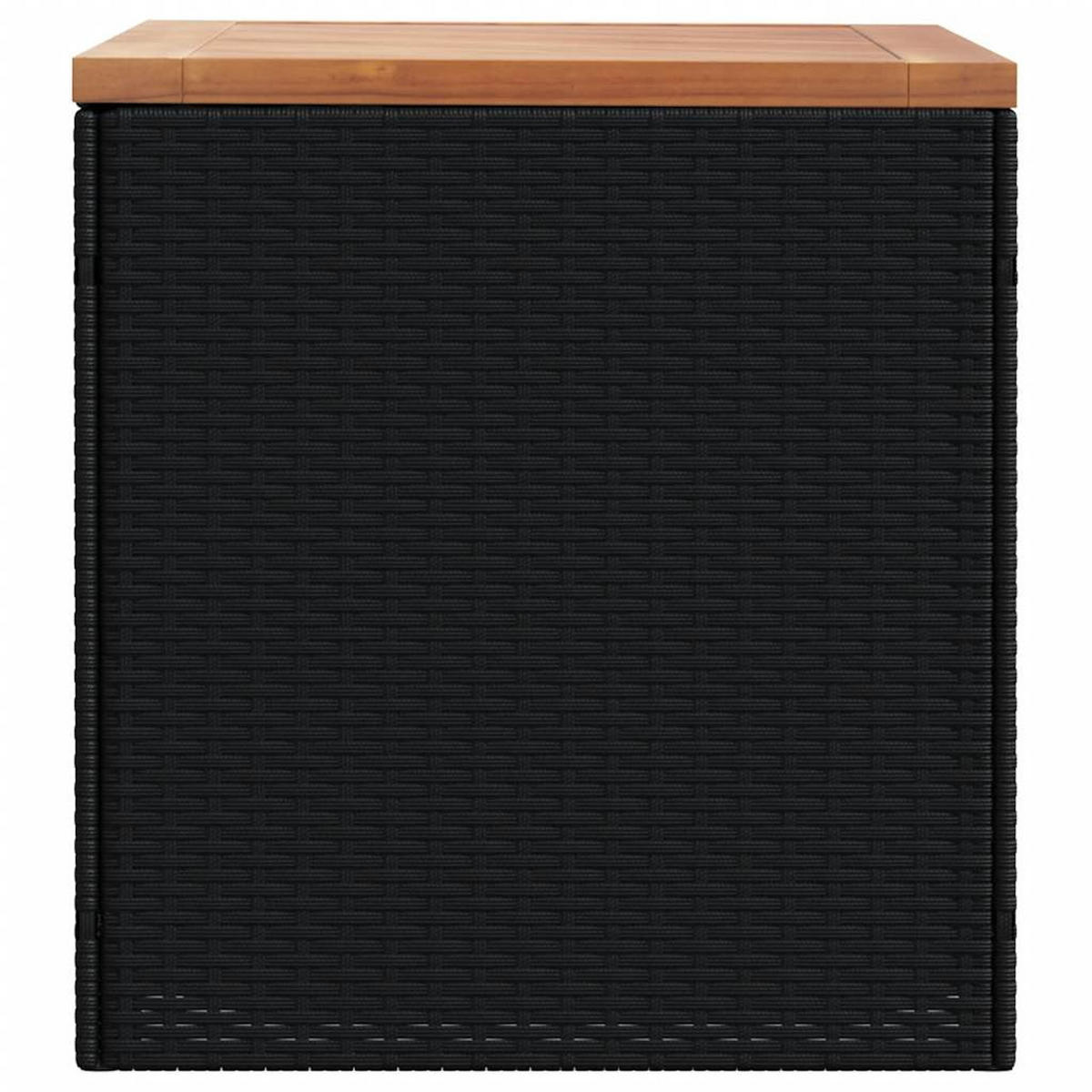 GARTENTRUHE Schwarz 110/50/54 Cm Poly Rattan Akazienholz - Schwarz, Kunststoff (110/54/50cm) - vidaXL