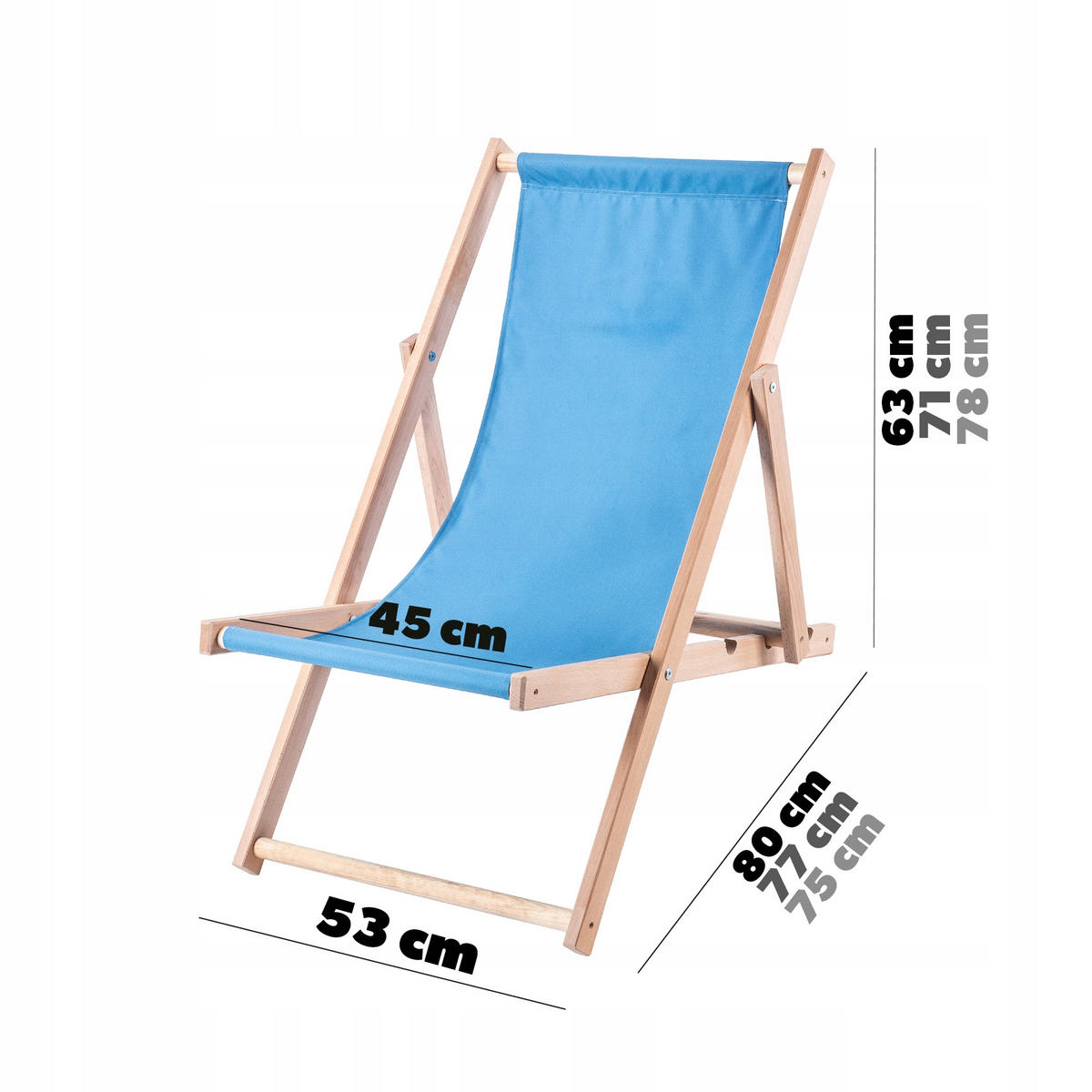 HOLZLIEGESTUHL Hellblau 2 Stk. - Hellblau, Holz (53/80cm) - KADAX