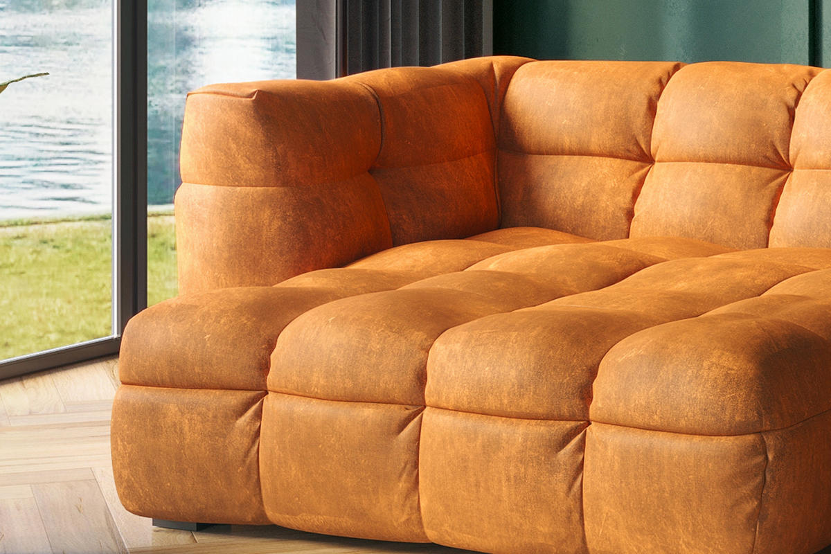ECKSOFA RIO Gold Velvet - Goldfarben/Schwarz, Textil (319/170cm) - KAWOLA
