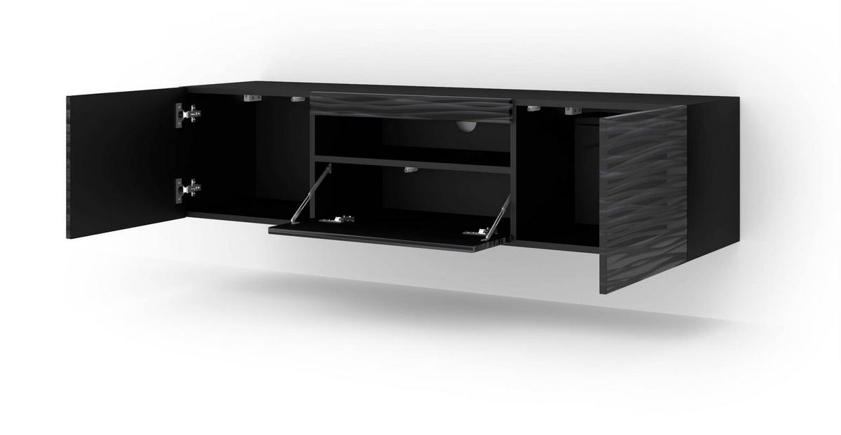 TV LOWBOARD Schwarz Hochglanz 150/42/37 - Schwarz Hochglanz, Holzwerkstoff (150/42/37cm) - RAUMHIRSCH FURNITURE