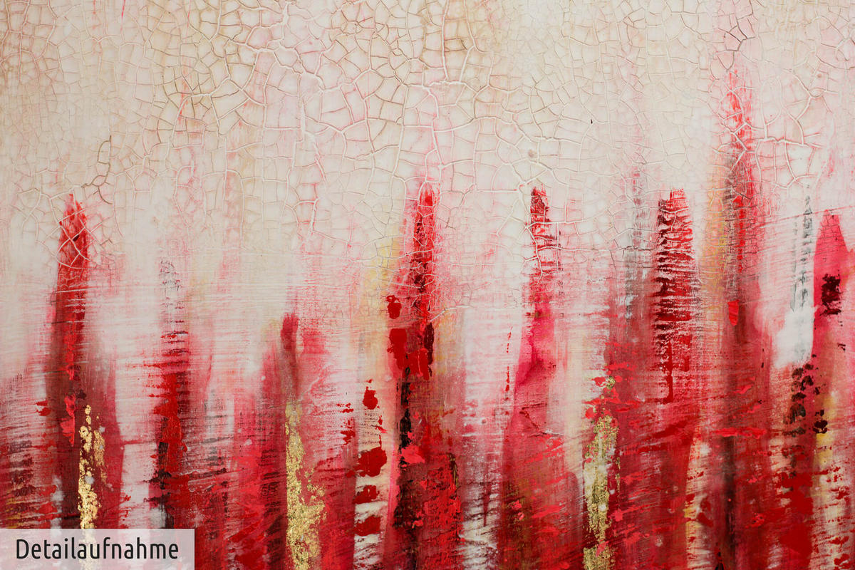 ACRYLBILD HANDGEMALT 120/80 cm - Beige/Rot, Holz/Textil (120/80cm) - KUNSTLOFT