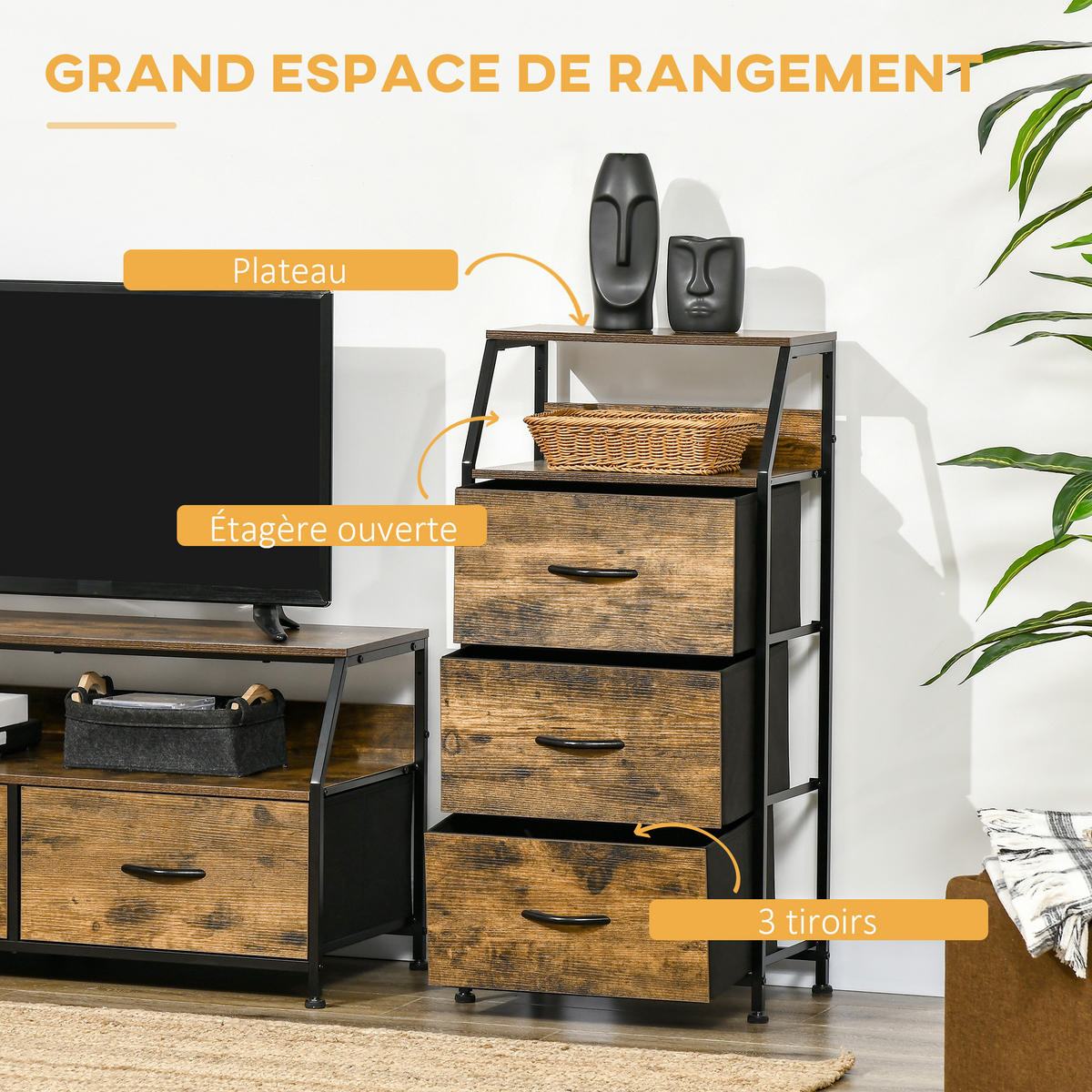 KOMMODE Schwarz-Braun 44/29/92 cm - Braun, Holzwerkstoff (44/92/29cm) - PANGIVO