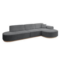 ECKSOFA Ottomane Rechts MARI-L2-v1 - 328x171x83 cm Dunkelgrau Cord - Dunkelgrau, Holzwerkstoff/Textil (171/328cm) - ALTDECOR