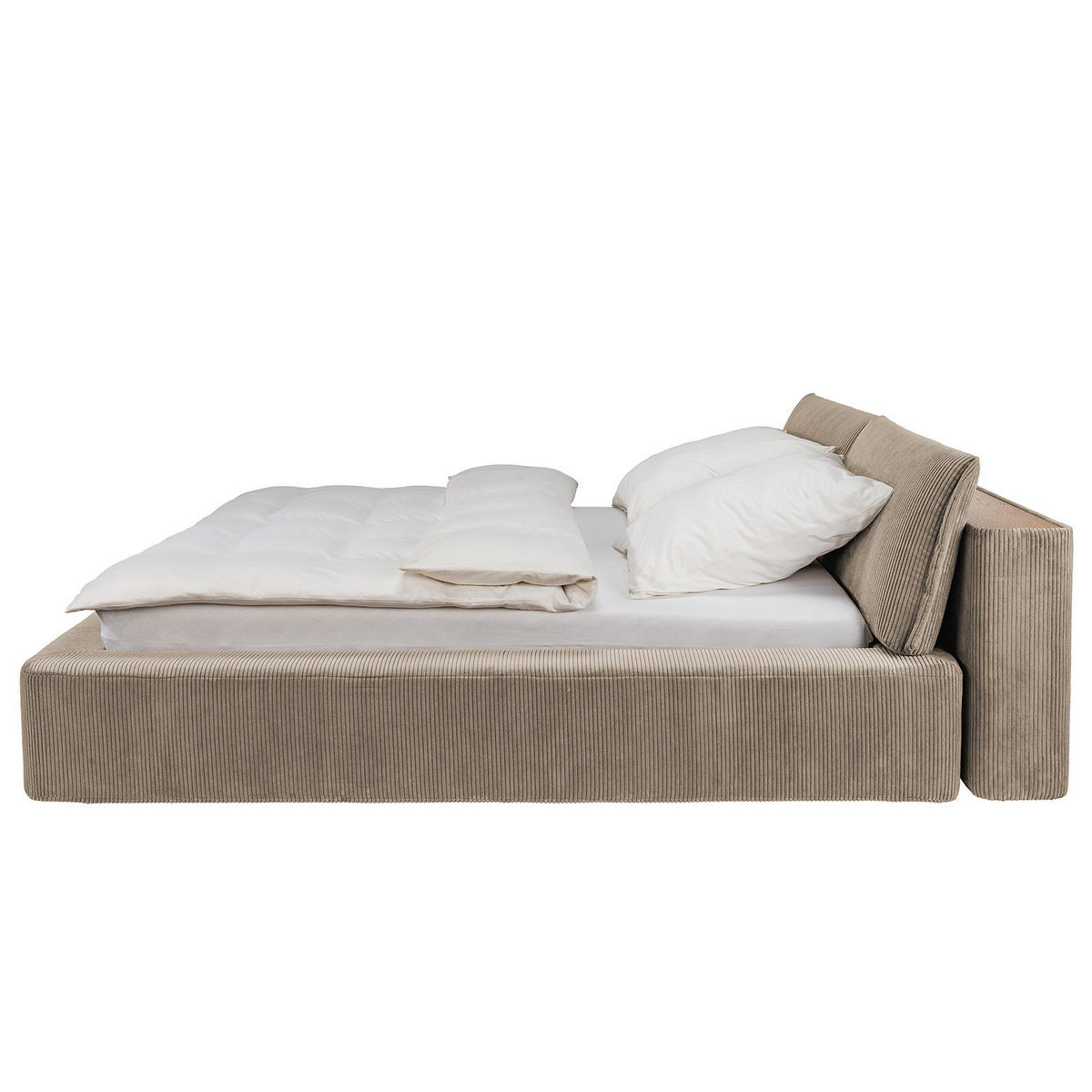 POLSTERBETT - Taupe, Eichenholz/Holz (180/200cm) - home24