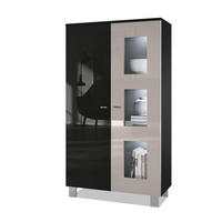 VITRINE Denjo Tür in Sandgrau Hochglanz - Sandfarben, Holzwerkstoff (71/129/35cm) - Vladon