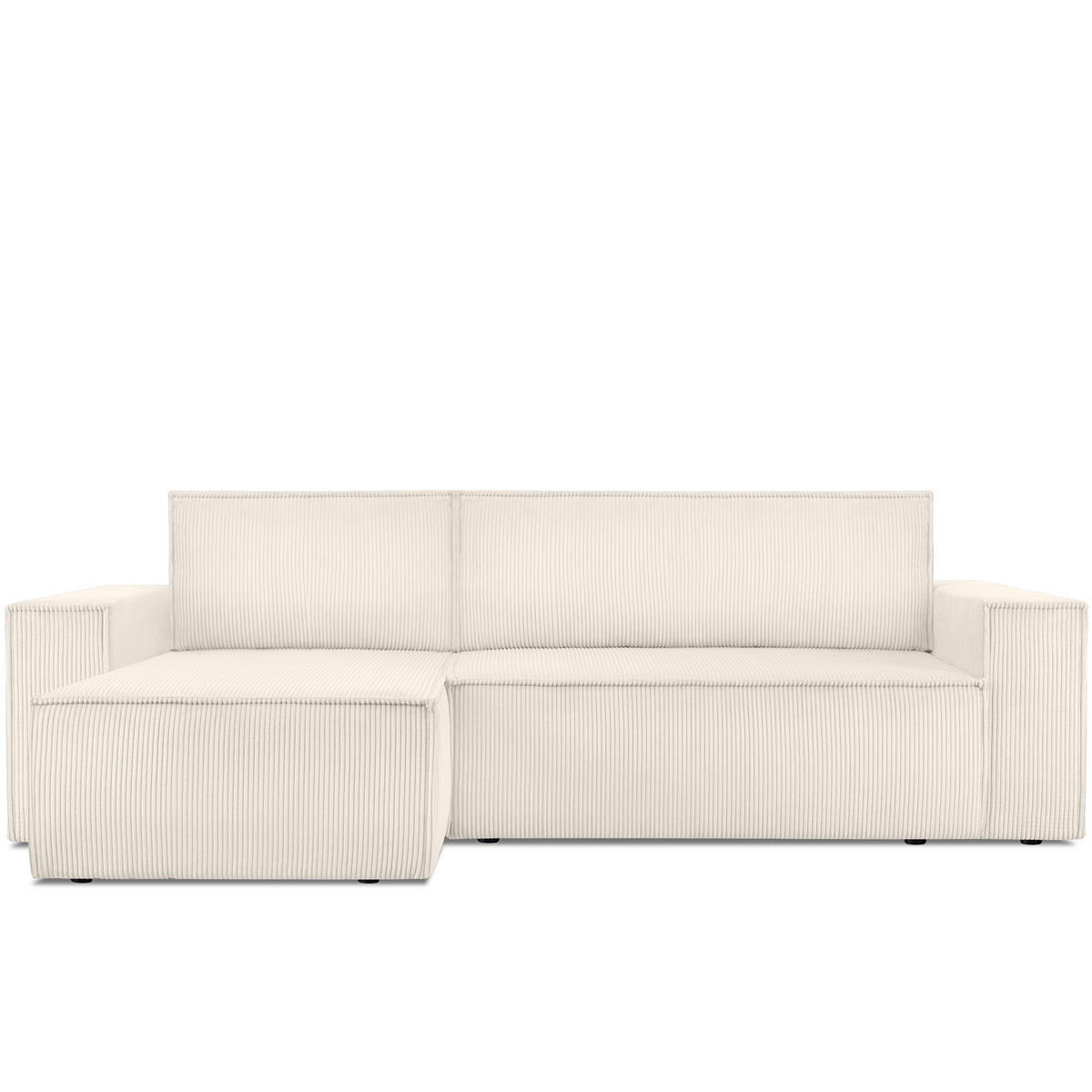 ECKSOFA-LINKS/RECHTS NAPI Schlaffunktion mit Cordbezug, beige - Ecru/Schwarz, Textil (262/148cm) - KONSIMO®