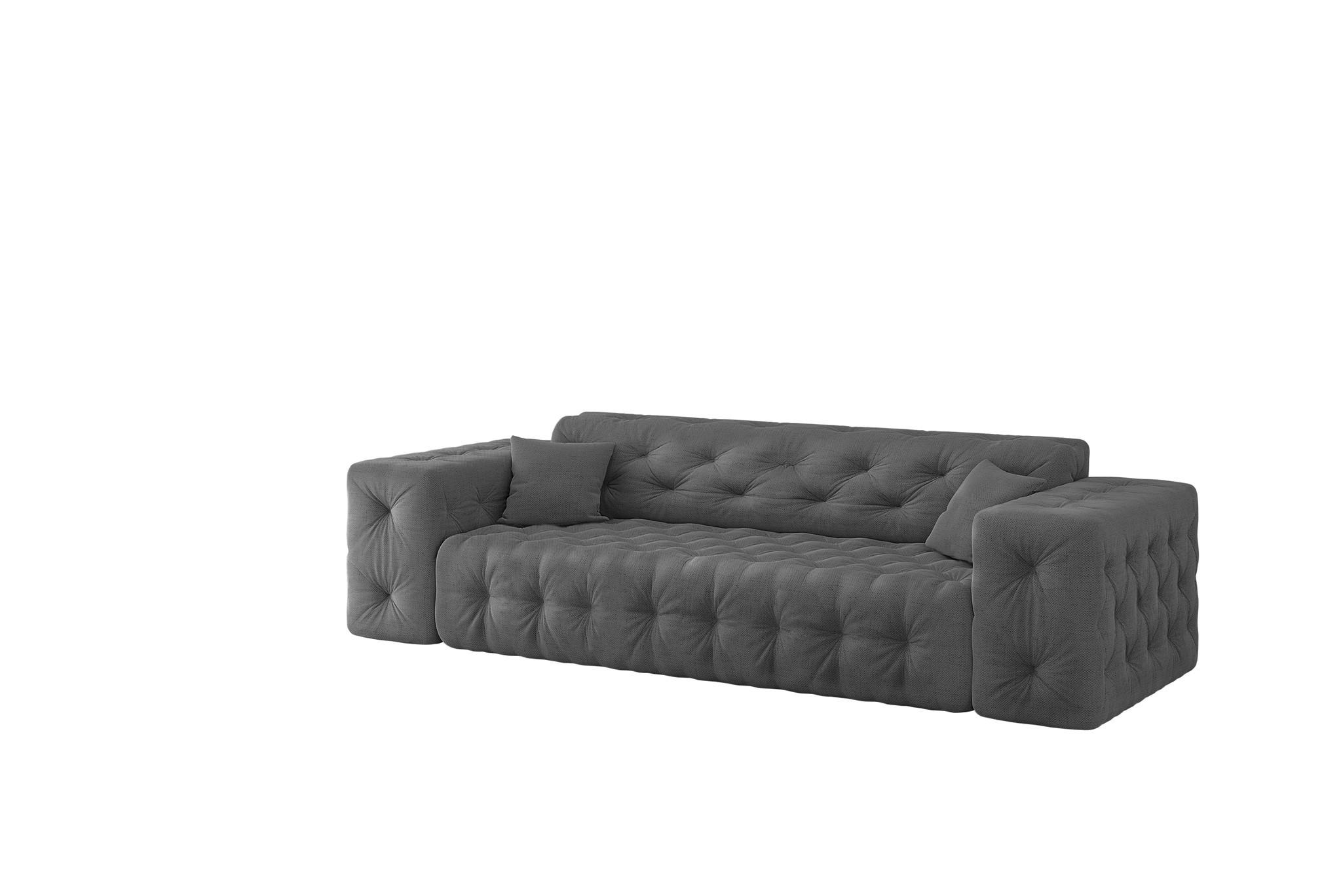 SOFA 3-sitzer Chantal In Moly - Anthrazit, Holzwerkstoff/Textil (251/78/96cm) - Fun Möbel