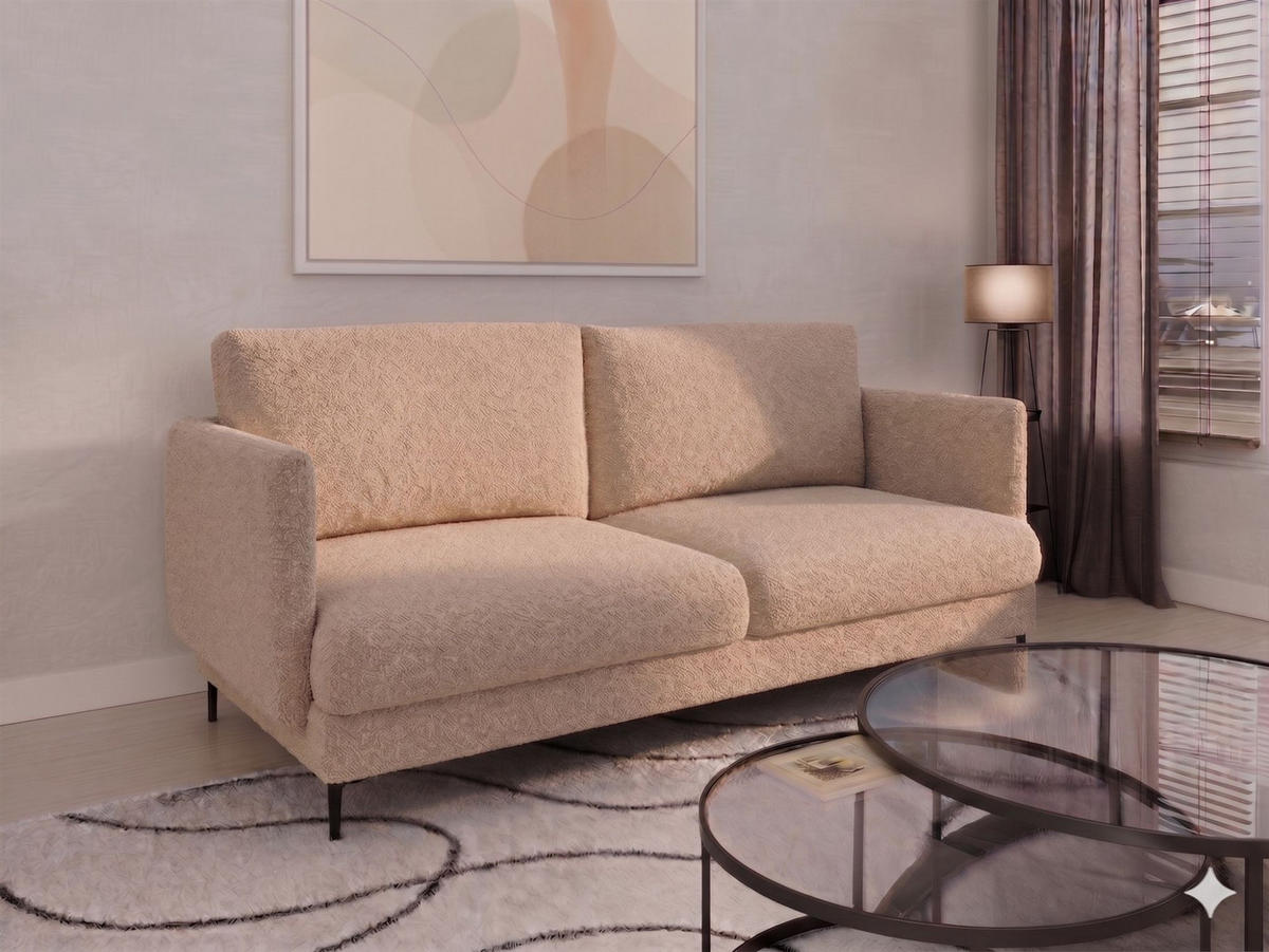 SOFASET Helmer 3-2-1 In Stoff Baloo - Hellbraun, Holzwerkstoff/Textil (226/95/95cm) - Fun Möbel