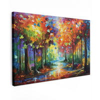 LEINWANDBILD Landschaft - Wald - Farben - Natur Wohnzimmer 120x80 cm - Multicolor, Textil (120/80cm) - MuchoWow
