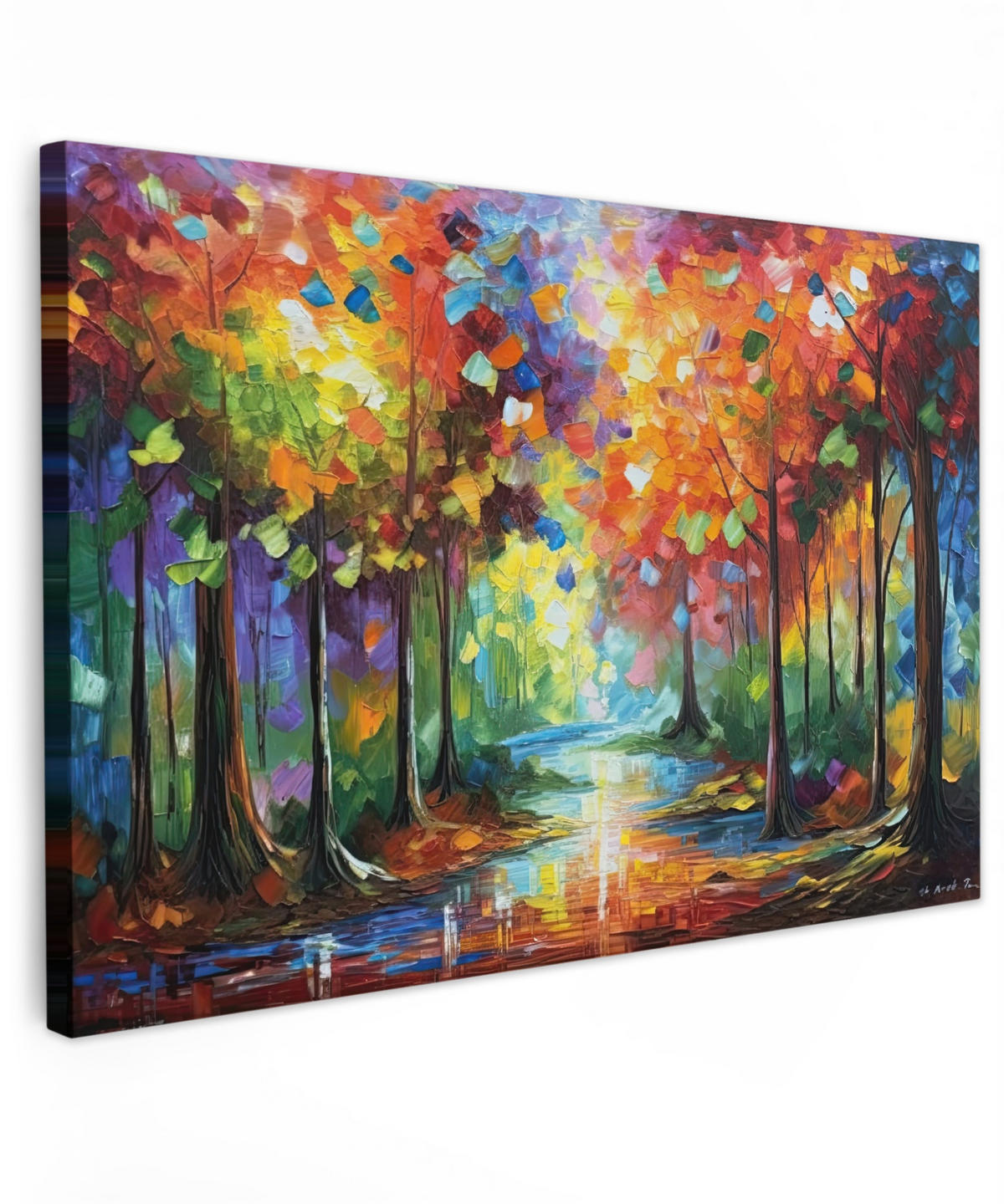 LEINWANDBILD Landschaft - Wald - Farben - Natur Wohnzimmer 120x80 cm - Multicolor, Textil (120/80cm) - MuchoWow