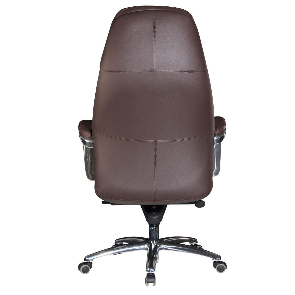 CHEFSESSEL Leder mit Multiblockwippmechanik bis 120 kg MIRON, Braun 67x67x137 cm - Silberfarben/Braun, Leder/Metall (67/137/67cm) - KADIMA DESIGN