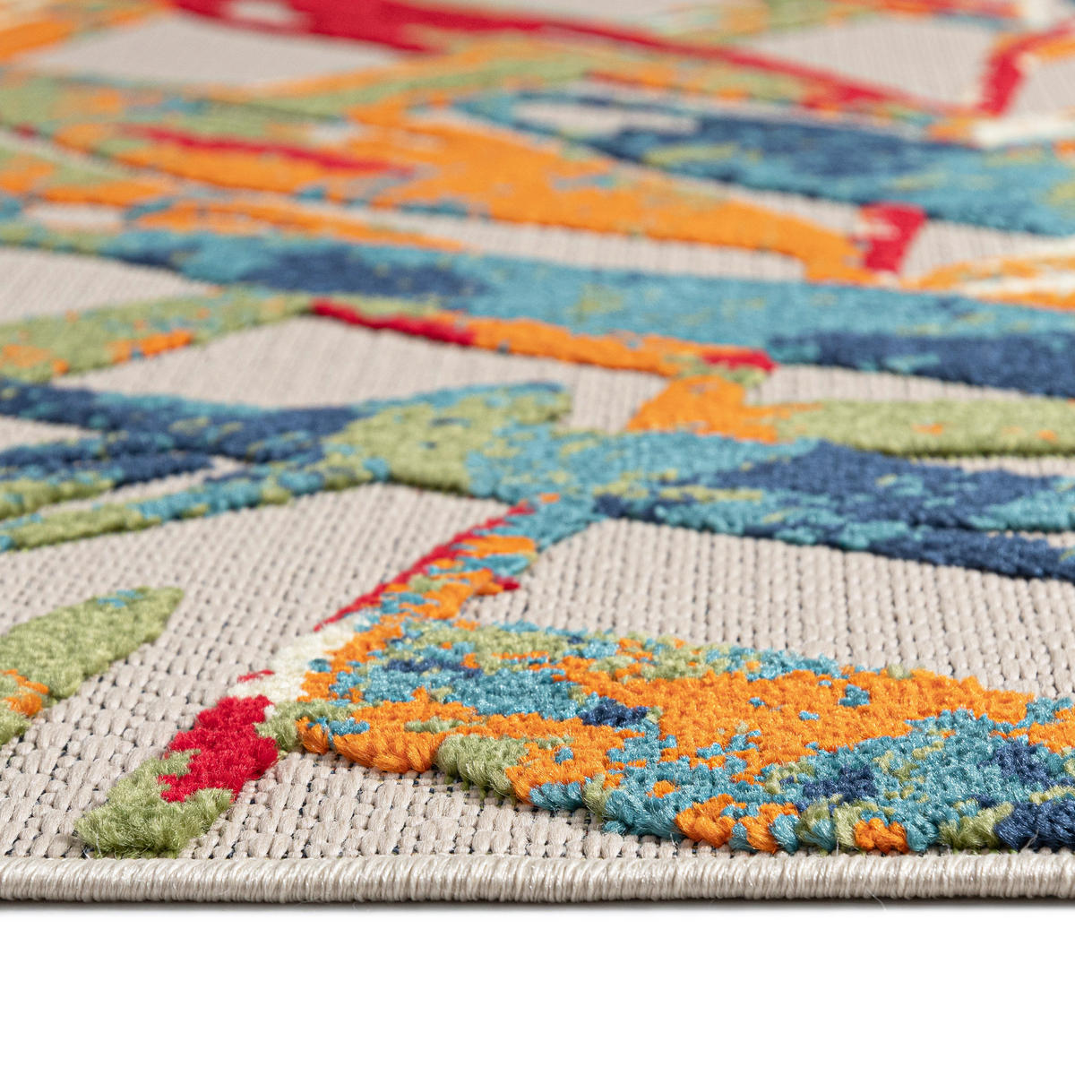 TEPPICH Outdoor Bunte Pflanzlich Kurzflor Rechteckig Boho - 140x200 cm - Orange, Textil (140/200cm) - Mazovia