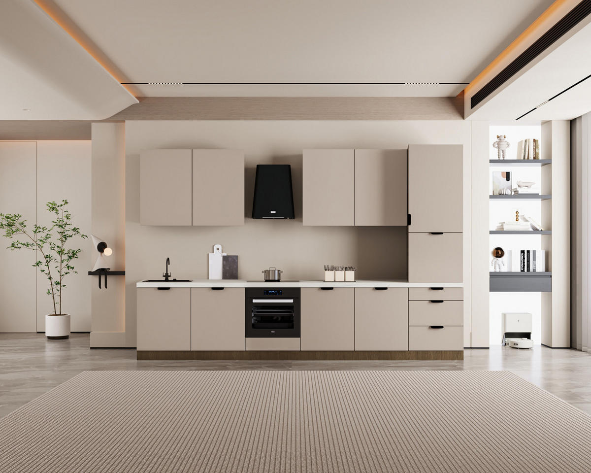 KÜCHENZEILE 360 cm - Sorento KS8-M360 - in Beige / Dunkle Eiche - Eichefarben/Beige, Holz (360/247/52cm)