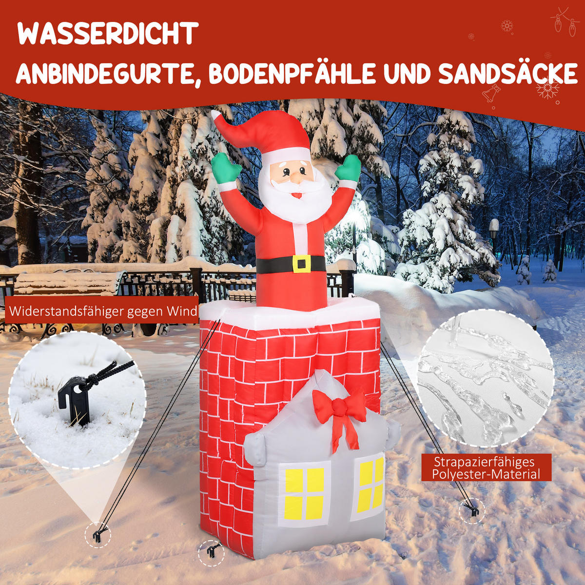 AUFBLASBARER Weihnachtsmann 210cm Weihnachtsdeko mit Hebebühne LED-Lichtern - Multicolor, Textil (80/210/90cm) - Outsunny