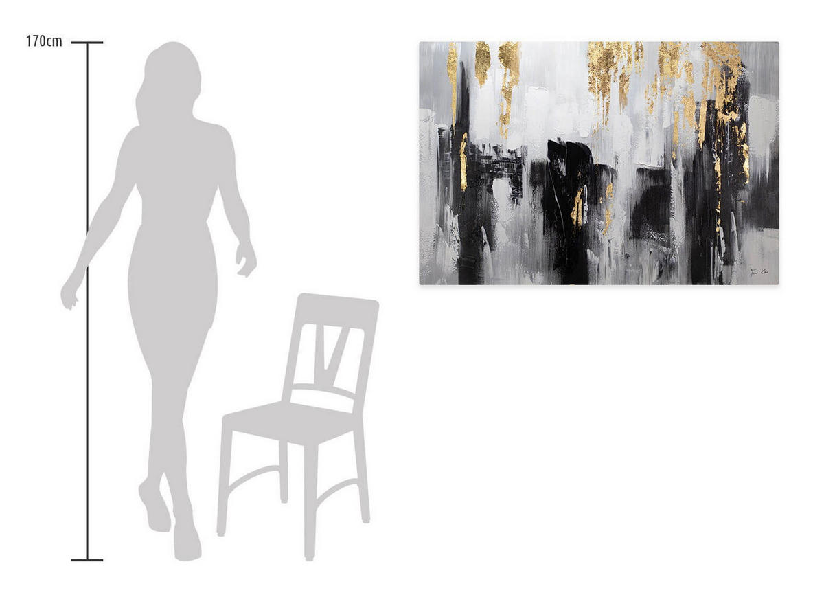ÖLGEMÄLDE 120/80 cm - Schwarz, Holz/Textil (2.4/80cm) - KUNSTLOFT