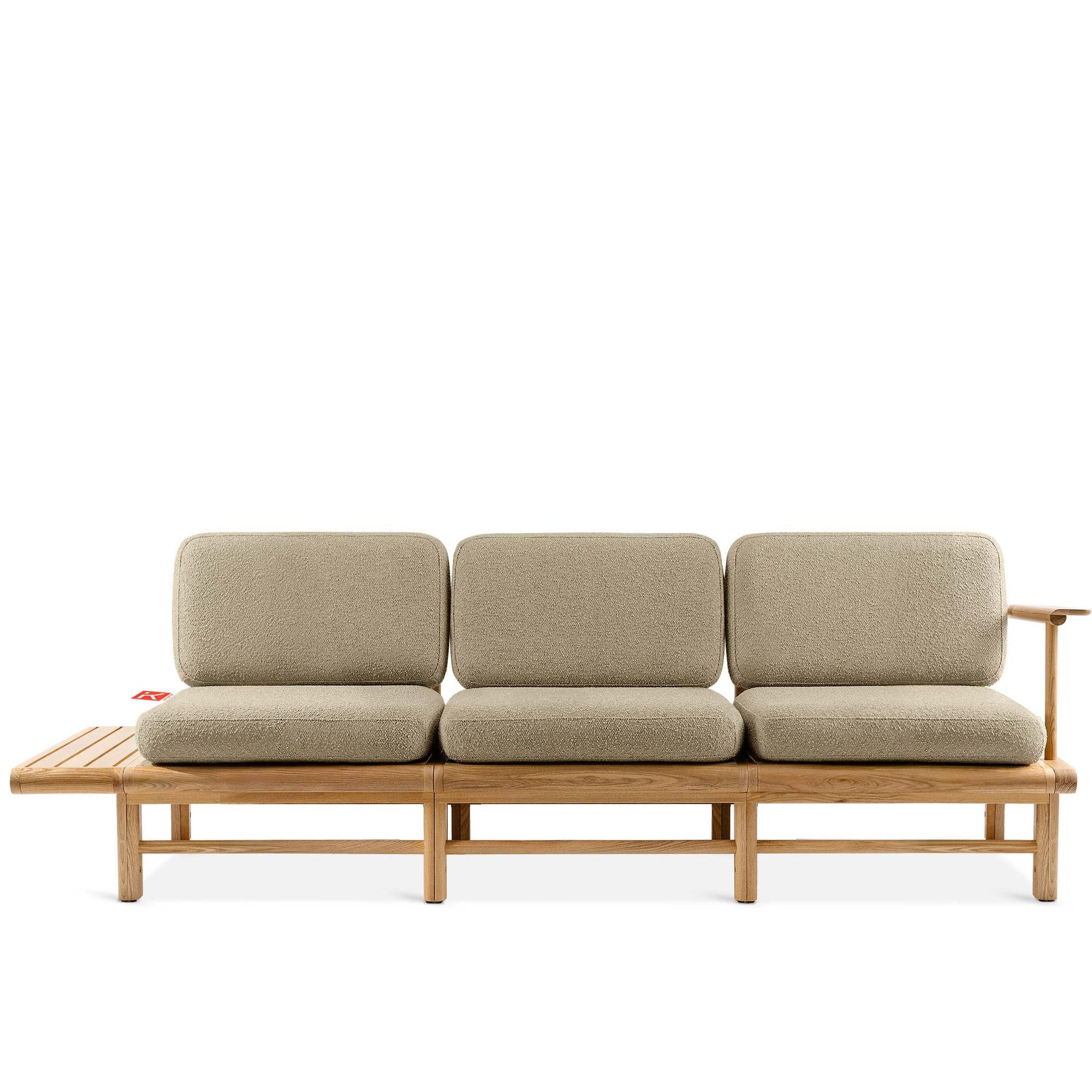 GARTENSOFA ATREDA 3-Sitzer, mit Ablage - Beige, Holz/Textil (245/74/80cm) - KONSIMO®