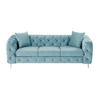 SOFA ohne Schlafmöglichkeit - 3 Personen - Samt, Stoff - Hellblau - - Hellblau, Textil (220/76/91cm) - Vente-Unique