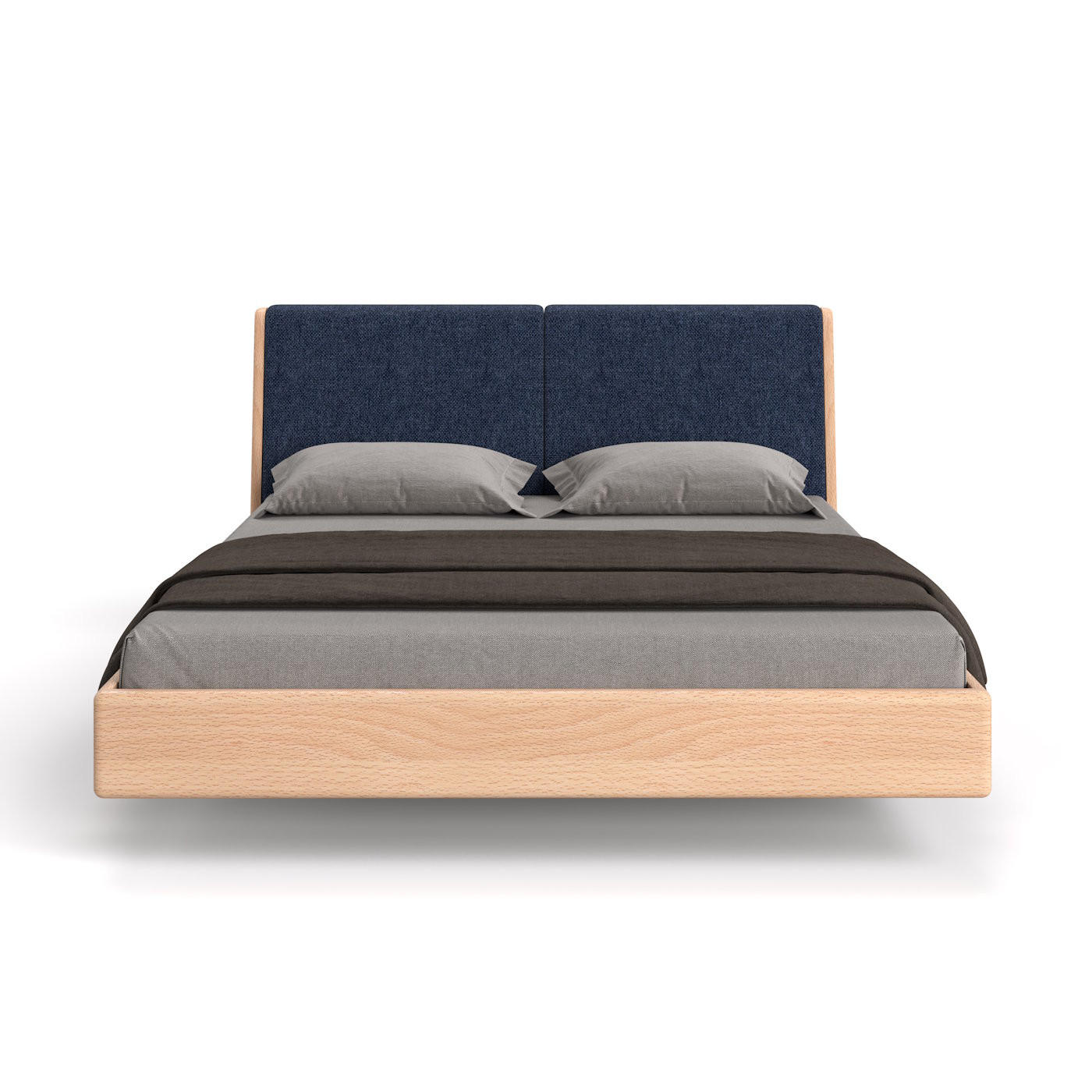 MASSIVHOLZBETT Lumo aus Buche 200x220 cm, Storm 77 - Blau/Buchefarben, Holz (200/220cm) - Danzz