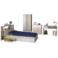 KINDERZIMMER-SET 5-teilig Akazie, weiß, Komplettset mit viel Stauraum - Eichefarben/Silberfarben, Holzwerkstoff/Kunststoff (123/180/203cm) - Parisot Meuble