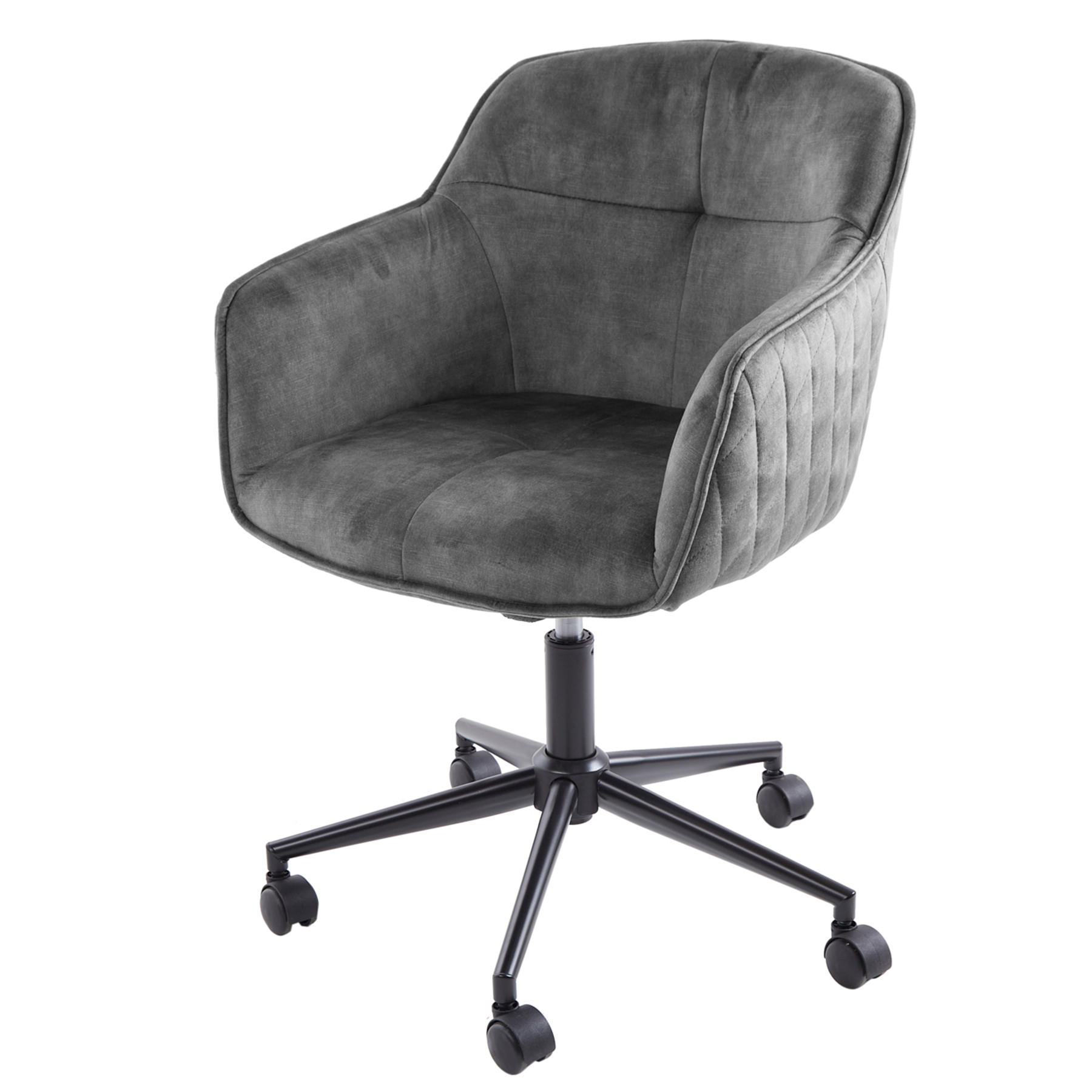 STUHL EUPHORIA Samt Dunkelgrau 90 cm - Dunkelgrau/Schwarz, Textil/Metall (58/81/60cm) - riess-ambiente