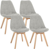 STUHL 4 Cord Grau - Eukalyptusholzfarben/Grau, Holz/Textil (49/83/50cm) - CLP