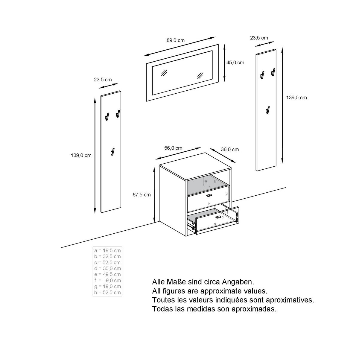 GARDEROBE Pino Weiß Hochglanz - Weiß Hochglanz, Holzwerkstoff (130/185/36cm) - Vladon