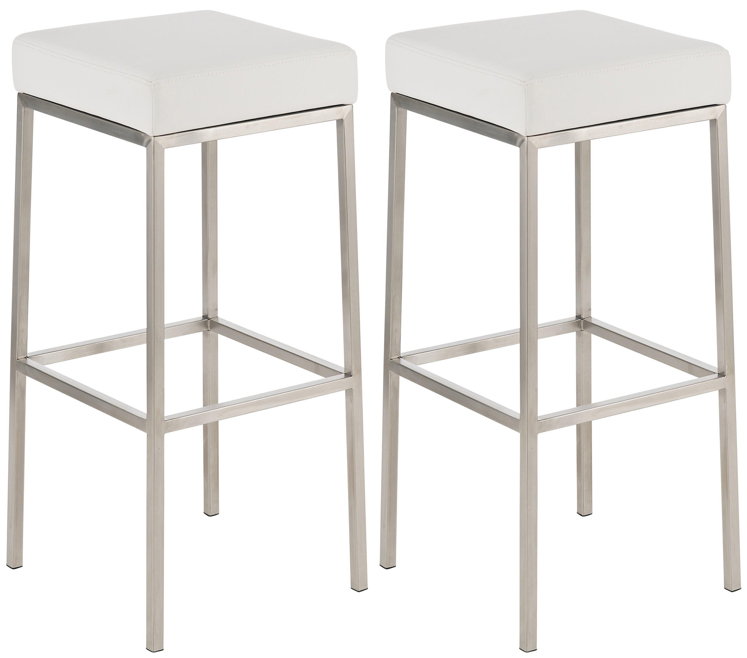 BARHOCKER Set Montreal 37x37 cm - Weiß, Leder (37/85/37cm) - furnicato