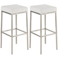 BARHOCKER Set Montreal 37x37 cm - Weiß, Leder (37/85/37cm) - furnicato