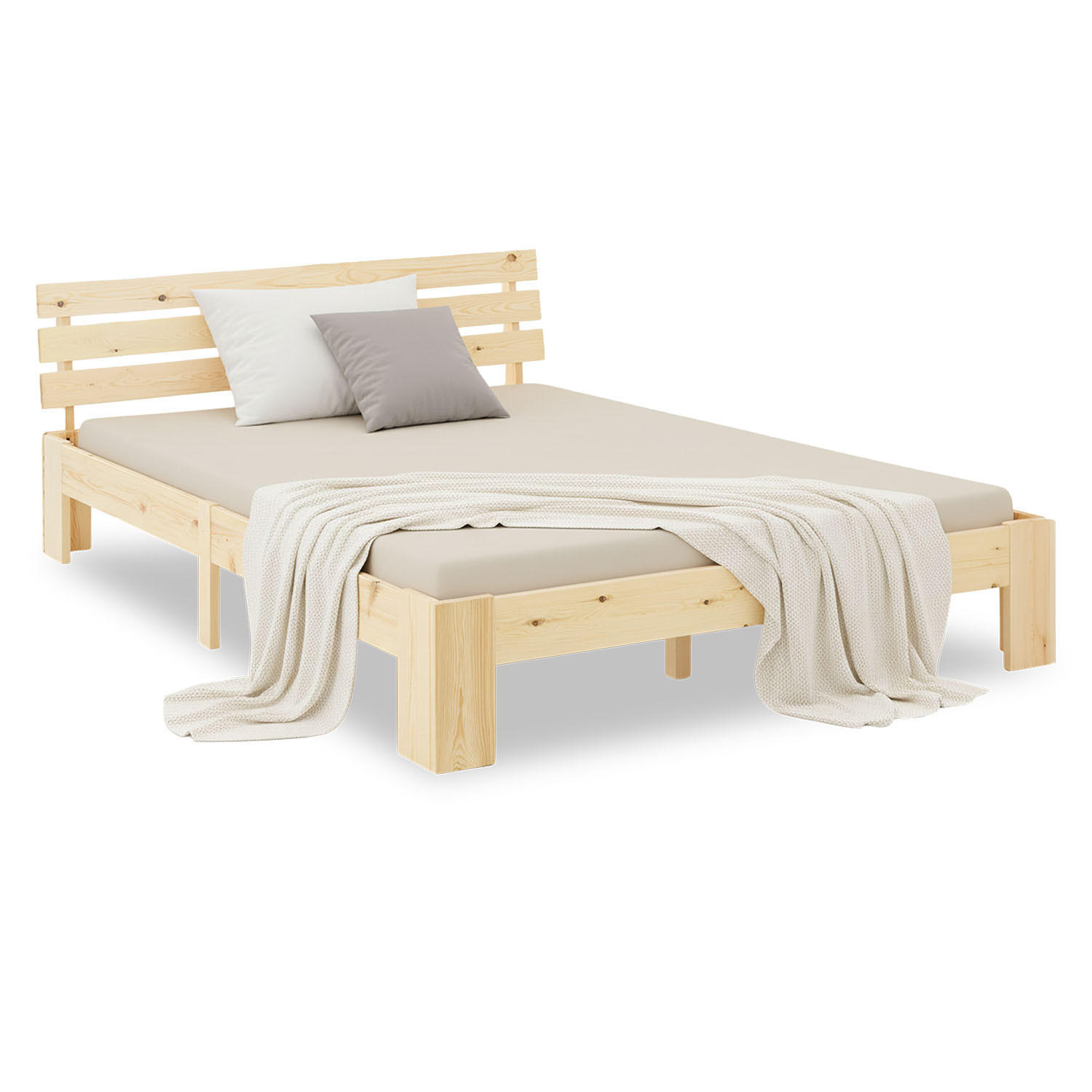 Homestyle4u Holzbett Natur 120x200 cm