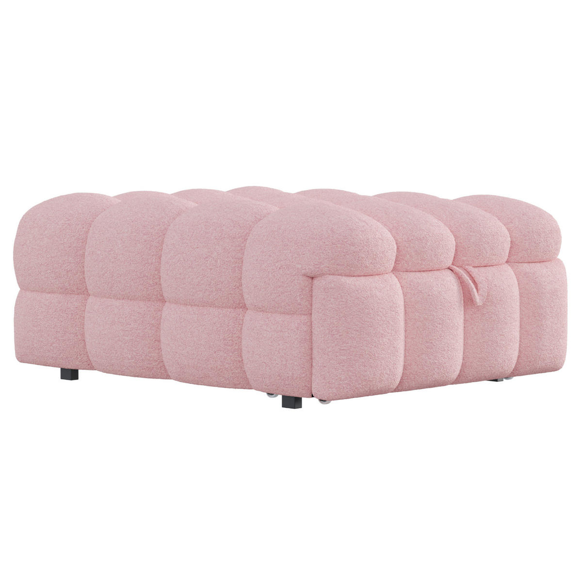 BETT 76/183 cm in Rosa – 2-in-1 ausziehbar mit Teddy-Bezug - Rosa, Textil (70/180cm) - BEAOK
