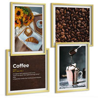 BILDER SET 4er Set - 50x50 cm & 40x60 cm Goldrahmen - Italienische Frühstückskaffeebohnen - Goldfarben, Kunststoff (50/50cm) - TULUP