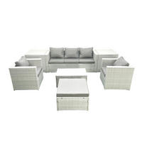 GARTENMÖBELSET mit 3-SITZER SOFA,COUCHTISCH Polyrattan Hellgrau-Mix 6-Sitzer - Hellgrau/Grau, Glas/Kunststoff - Fimous