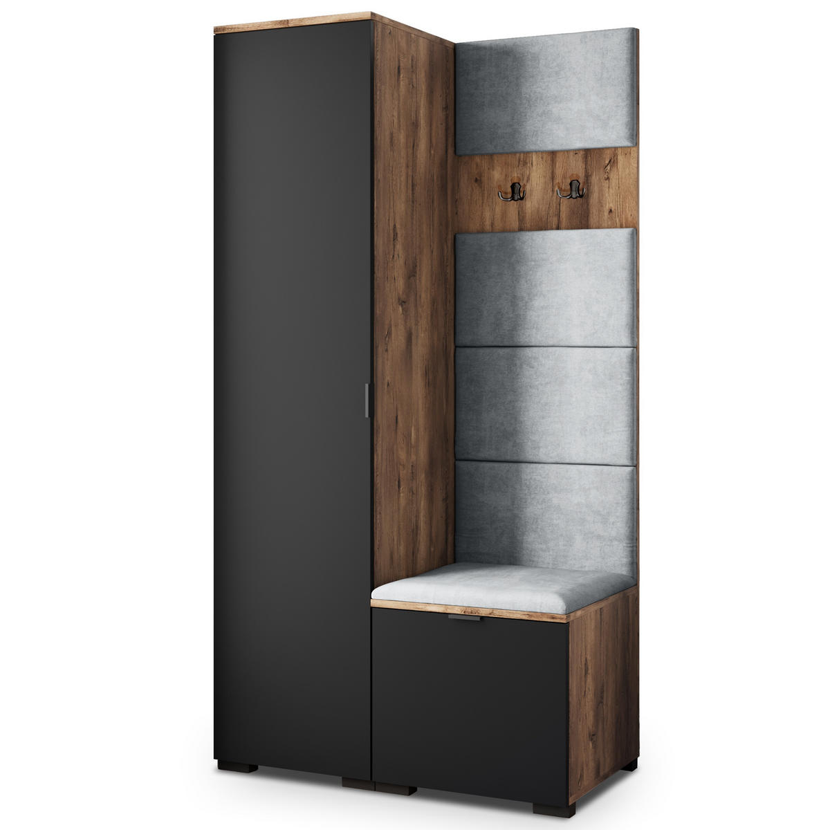 GARDEROBENSCHRANK LORI 95/181/51 cm Modern Eichefarben - Eichefarben/Schwarz, Holzwerkstoff (95/181/51cm) - MASSENO